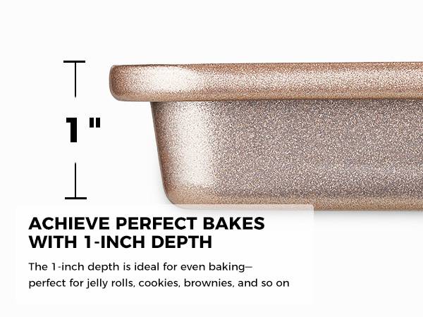 [BF&CM]HONGBAKE Diamond-Texture Baking Sheet Pan Set, Non-Stick Cookie Sheets, Teflon-Free Heavy Duty Bakeware - 3 Sizes, Baker, Pink Kitchenware Cooking