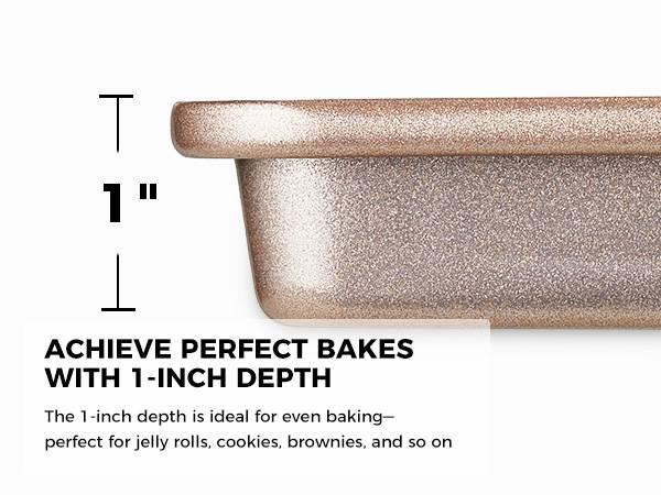 [BF&CM]HONGBAKE Diamond-Texture Baking Sheet Pan Set, Non-Stick Cookie Sheets, Teflon-Free Heavy Duty Bakeware - 3 Sizes, Baker, Pink Kitchenware Cooking