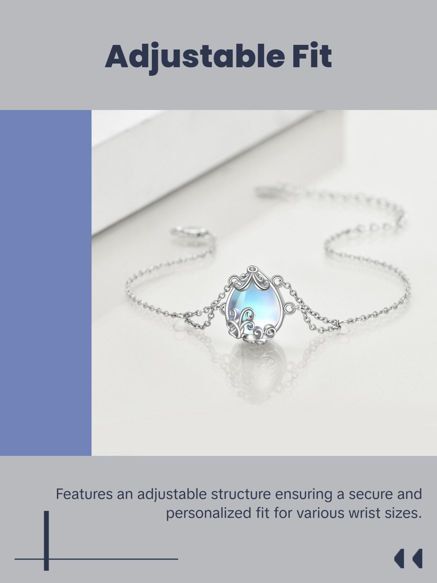 Adjustable Sterling Silver Moonstone Bracelet