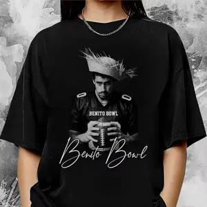 Retro Bunny Football Shirt Featuring Bad Benito and Bunny Bowl 2026 Halftime Show Theme