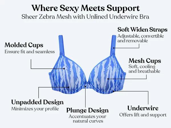 HSIA Zebra Wild Print and Solid Plus Size Bra Soft Sheer Mesh Comfortable Underwire Support No Padding Full Coverage Minimizer Bra Sexy Transparent Breathable Everyday Bra For Full Bust SpringStatements HSIA Zebra Wild Print and Solid Plus Size Bra Soft Sheer Mesh Comfortable Underwire Support No Padding Full Coverage Minimizer Bra Sexy Transparent Breathable Everyday Bra For Full Bust SpringStatements