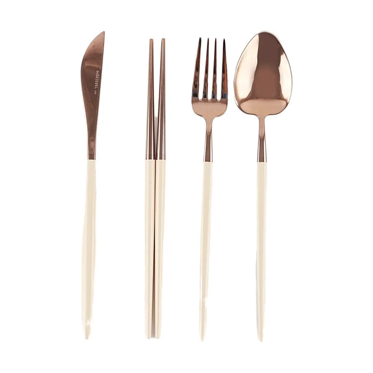 SSUEIM Mariebel Korean Style 4-Piece Cutlery Set - Creamy White, Aesthetic Dining Utensils for Home & Kitchen