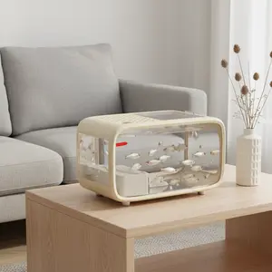 Modern Desktop Fish Tank 12L for Small Fish Betta Turtle Shrimp Aquatic Plants