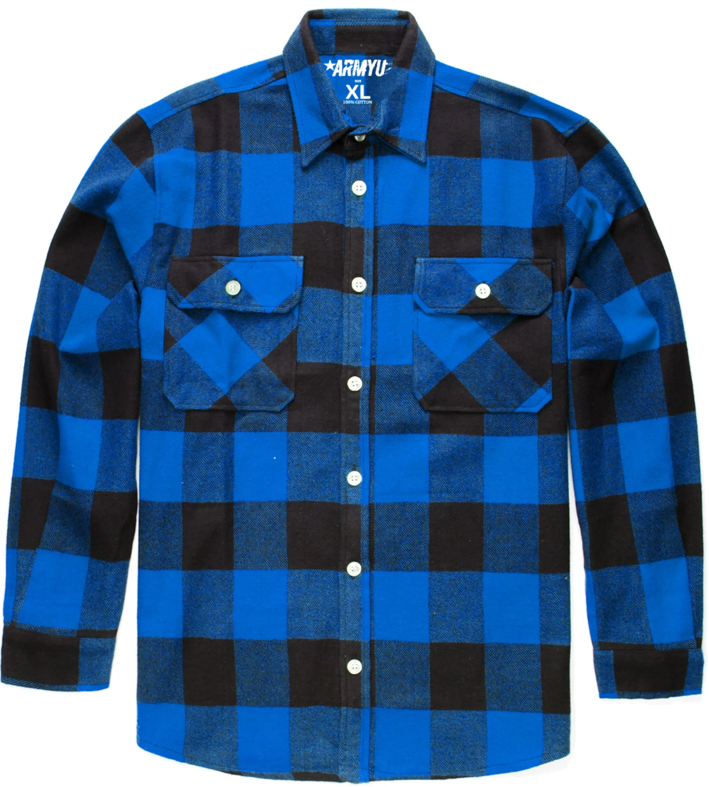 Extra Heavyweight Buffalo Plaid Flannel Shirt Cotton Outdoor Work Button Down Men's Shirt