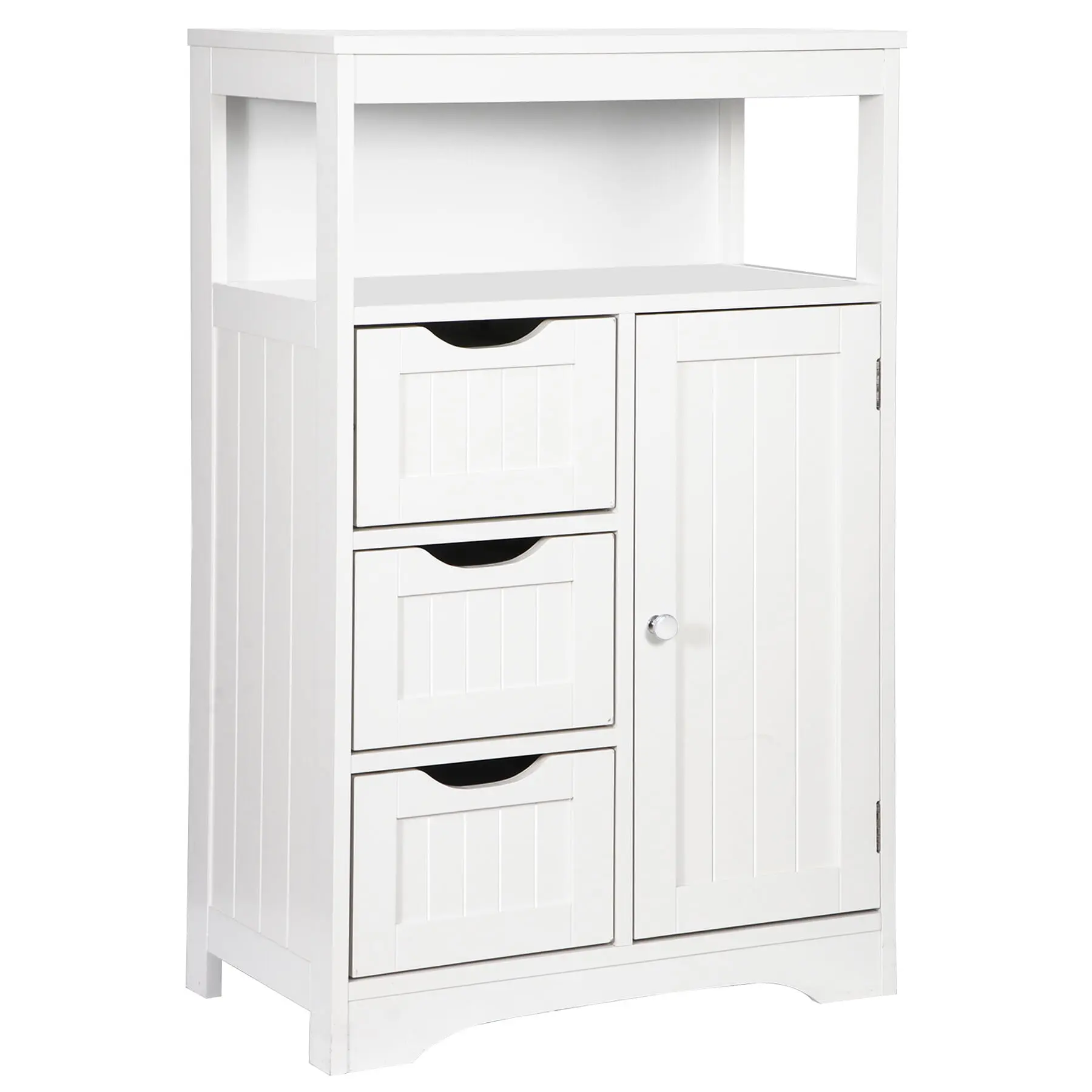 Segawe Bathroom Floor Storage Cabinet with 3 Drawers, Door, Adjustable Shelf, Modern Freestanding Cupboard Space-Saving for for Entryway, Bathroom, Apartments