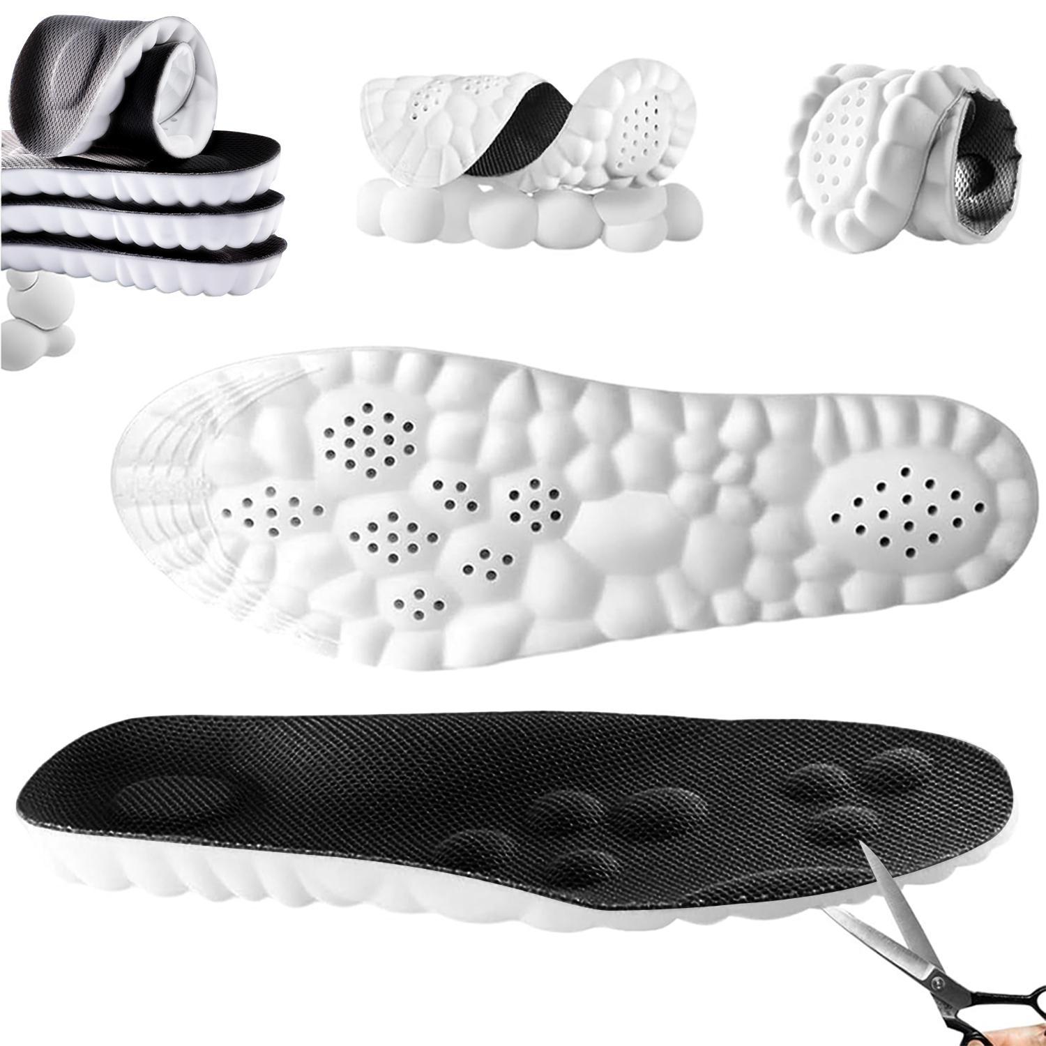 3Pair 4D Ultra Comfort Insoles-Super Soft,Anti-Fatigue, Shock Absorption, U-Shaped Memory Foam Insoles (Gray Orange Black)
