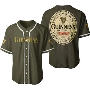 Army Green Guinness Baseball Jersey Gift For Beer Lovers, Guinness Jersey Shirt, Baseball Shirt, Jersey Shirt, Baseball Fans Shirt