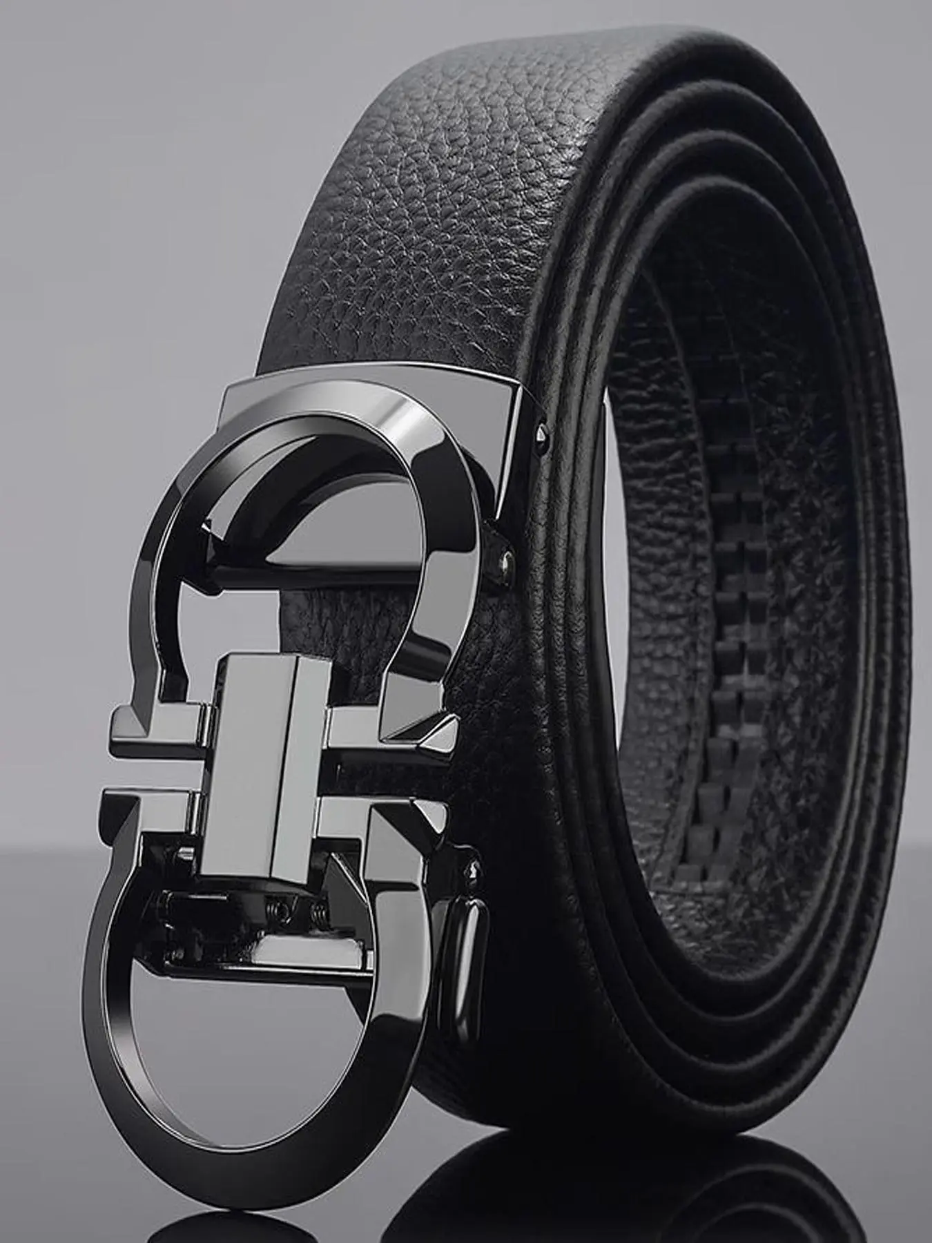 Men's PU Leather Belt with Automatic Buckle, Durable Alloy Waistband, Casual Men Fashion Universal Fit Belt for All Seasons, Plain Pattern, Adjustable Waist Belt