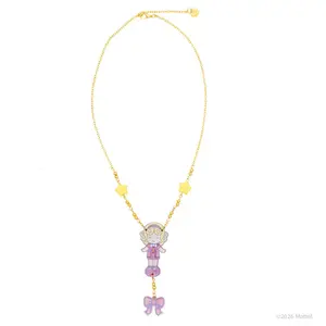 Whatever Makes You Happy Polly Pocket with Pink Bow Hinged Layered Acrylic Necklace