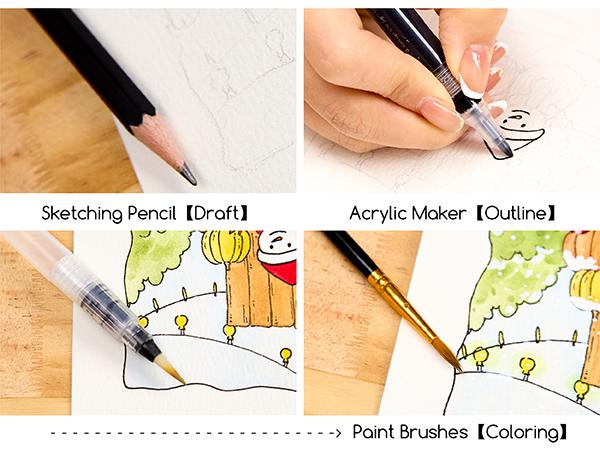 MEEDEN Travel Watercolor Paint Set: 50 Colors Watercolor Paints for Beginner with Brushes & Concertina Coloring Book - portable Water Color Kit for Adult Painting On the Go