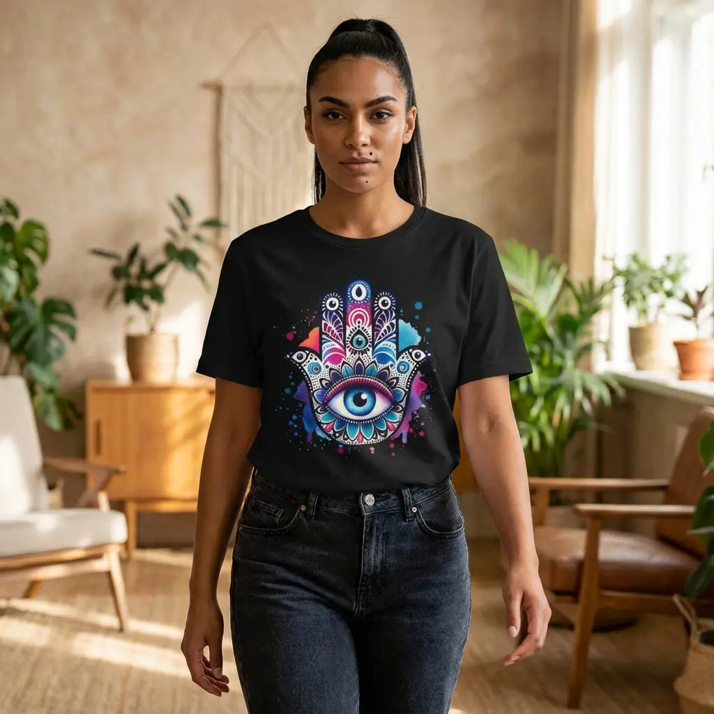 Hamsa Evil Eye Protection Spiritual Graphic T-Shirt