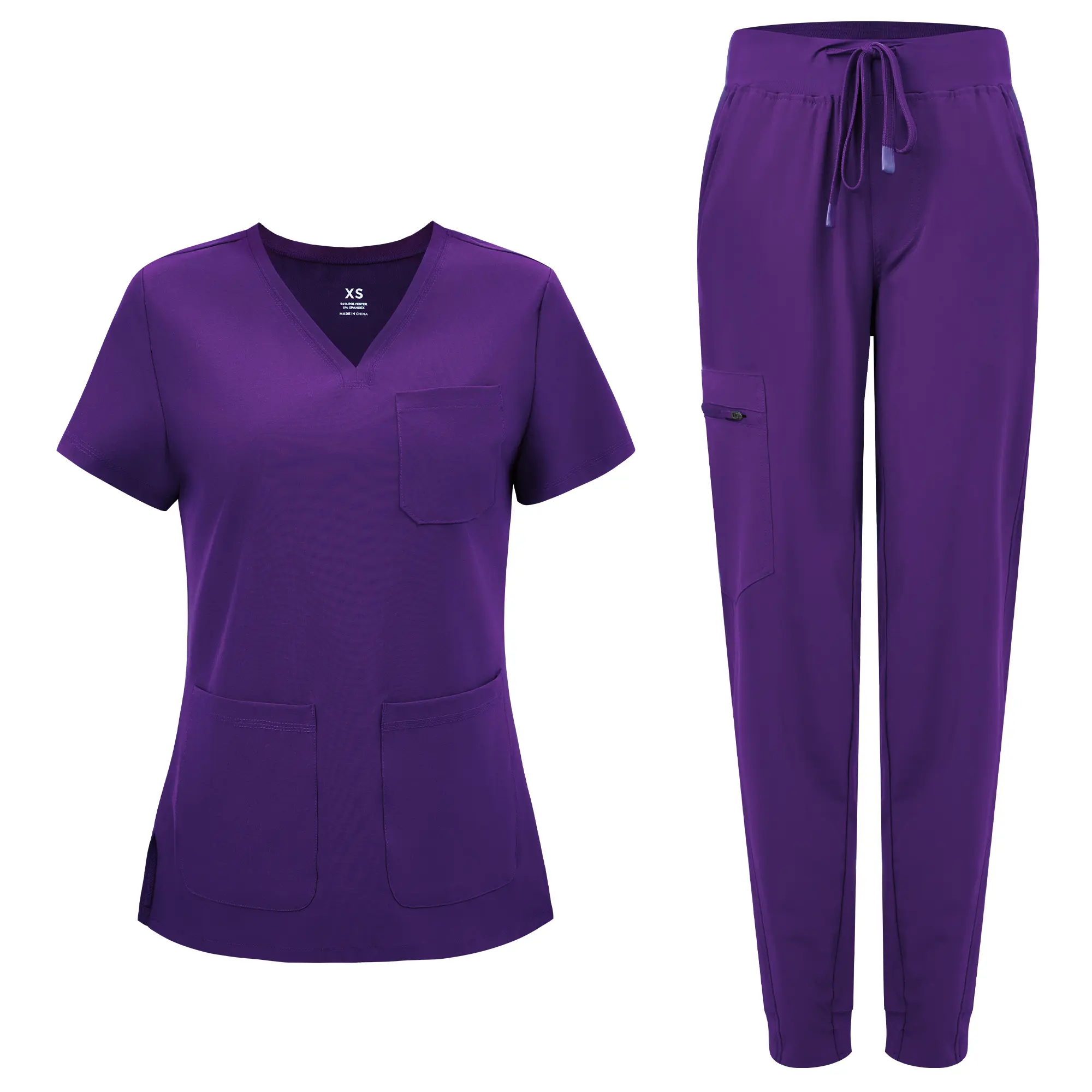 COZYFIT Medical Scrubs for Women Clara Air Set - Curved V-Neck Scrub Top & Jogger Pants with 8 Pockets, Workwear, Uniforms