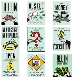 Classic Cartoon Graffiti Canvas Painting ALEC Monopoly Time Is Money Poster for Home Living Room Office Wall Picture Decor Eco-Friendly Material Fade-Resistant UV-Protected Artistic Decoration