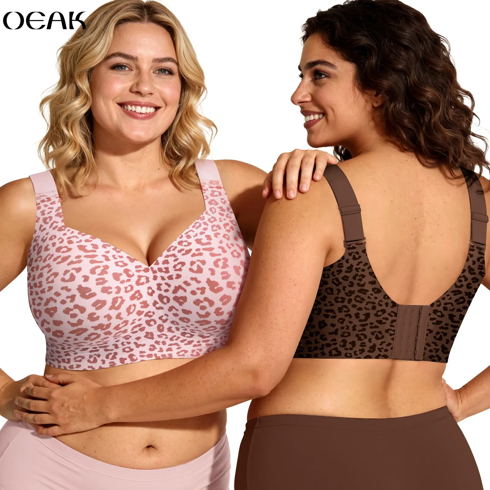 OEAK Jelly Bras Women Seamless Lift Bra Wireless Push Up No Underwire Full Coverage Plus Bras Comfort Supportive Sports T-Shirt Bra