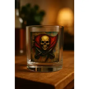 Skull & Crossed Swords Whiskey Glass – Gothic Pirate Rocks Glass Gift