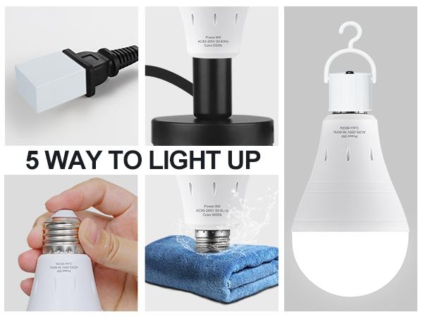 DEBAOBULB Warrenty Brand Cool White 9W 1200mAh Rechargeable LED Light Bulb with Hook for Home Power Failure & Outdoor Use 6000K Energy Efficient Emergency Lighting Outdoorfun