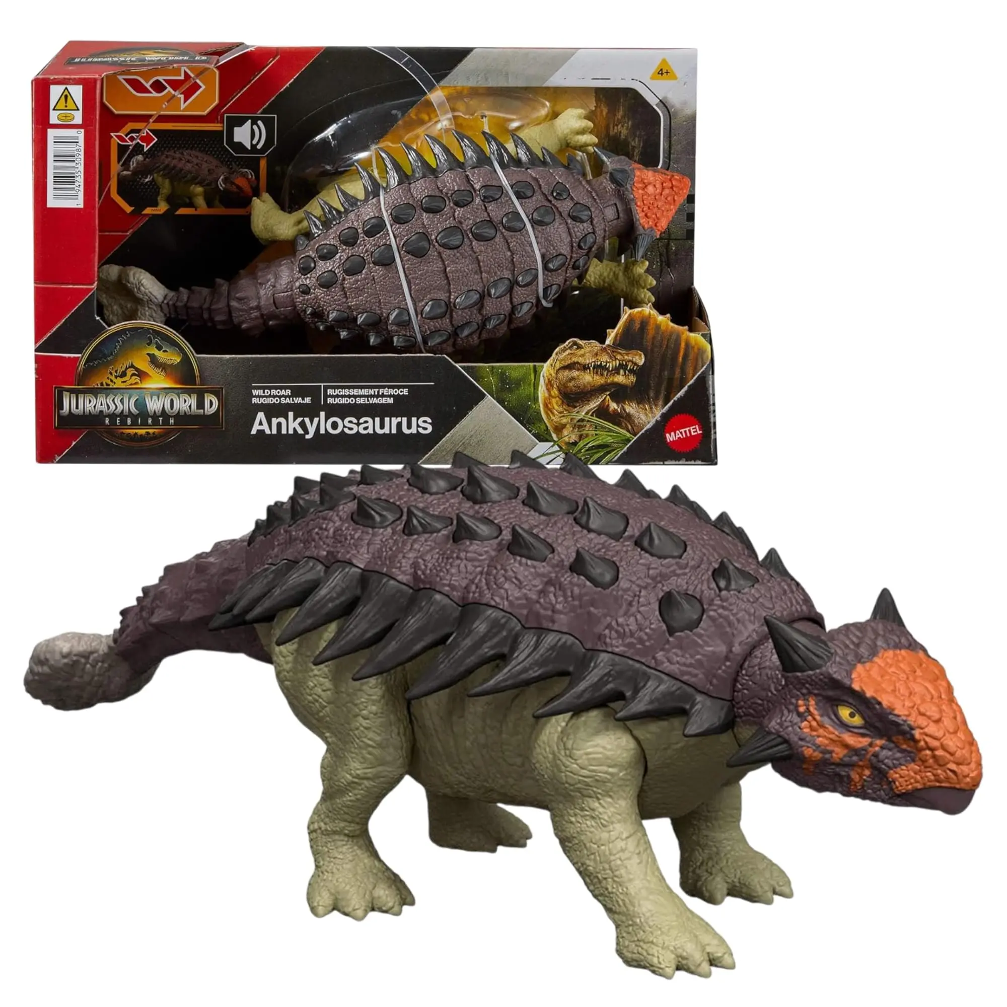 Jurassic World Rebirth Wild Roar Ankylosaurus Interactive Dinosaur Figure