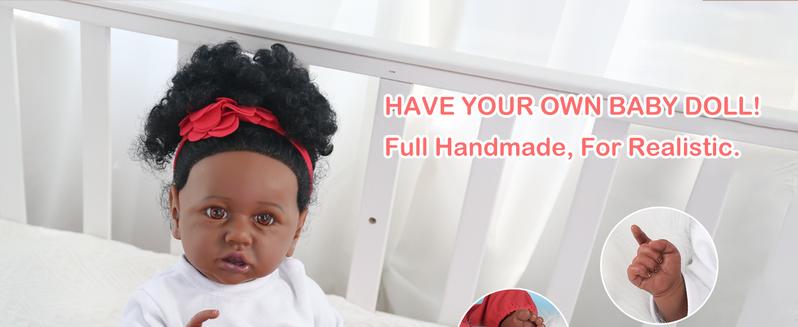[WOOROY] Reborn Baby Doll -  Birthday & Christmas Gift, 20 In African American Reborn Doll with Soft Cloth Body, Brown Skin, Perfect Gift for Ages 3+