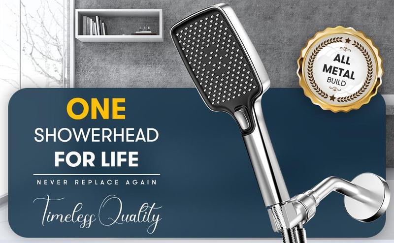 ROLAKUL High Pressure Multi-Mode Handheld Showerhead - Anti-clogging nozzles, built-in power wash function for cleaning tubs, tiles and pets, extra-long stainless steel hose, wall and ceiling mounts.