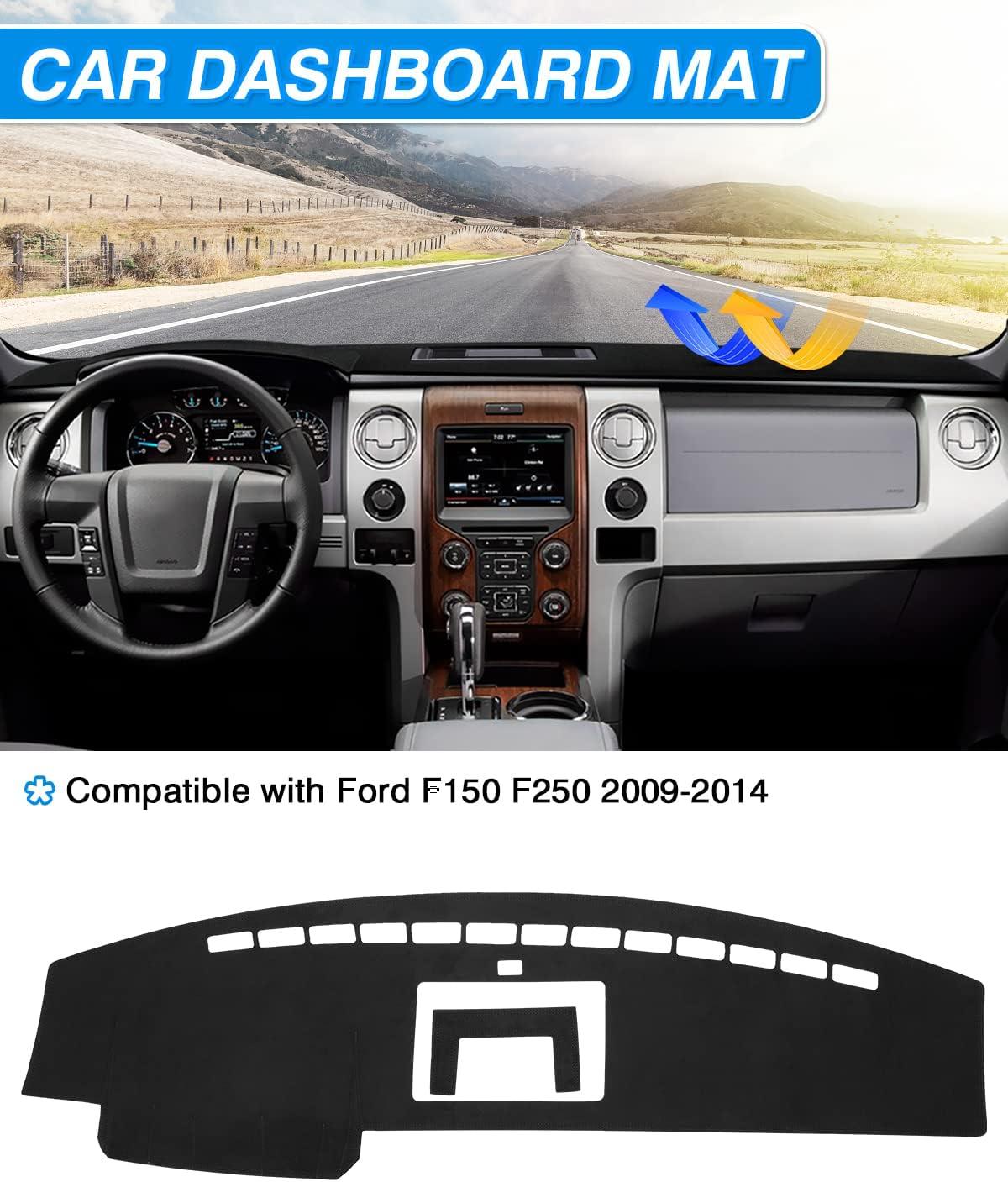 KUST Dash Cover Compatible with Ford F-150 F150 Pickup 2009-2014 Accessories Dashboard Cover Mat Non-Slip Pad Carpet Sunshield Protector (with Light Sensor)