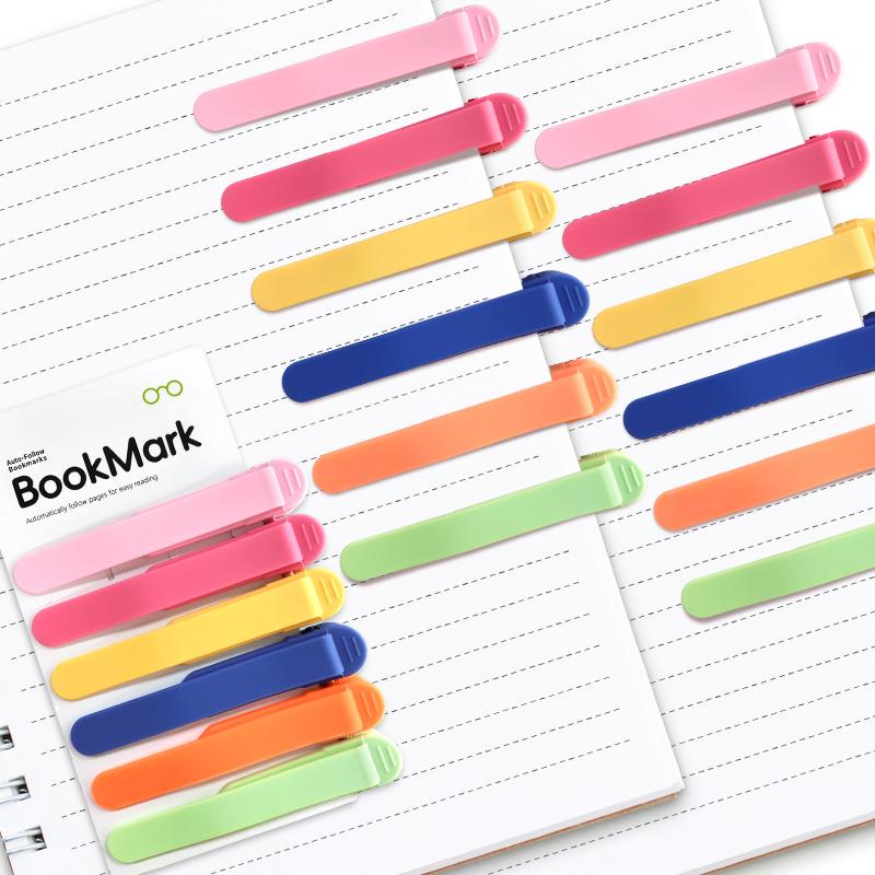 6PCS Automatic Bookmark Smart Book Marks for Reading Women Men Kids Silicone in Assorted Colors Easy Page Marking
