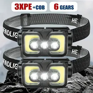 2PCS Skywolfeye Motion Sensor LED Headlamp, Super Bright Rechargeable Headlight with Red Light, Hands-Free Induction Headlamp for Hard Hat, Work, Camping, Hiking, Running, Must-have Outdoor Gear