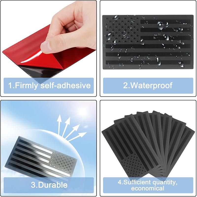 【FaddishDeal】4-PCS American Flag Badge Decals, black metal American Flag decals forward and reverse set car truck stickers.