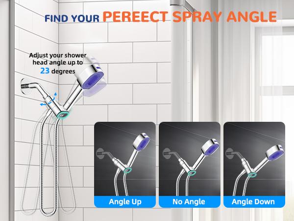 Hibbent Upgraded Filtered Handheld Shower Head, High Pressure 5 Sprays Handheld Showerhead with Filter, Remove Chlorine, Shower Head Holder with LED Display, Brass Pivot Bracket, 59'' Hose, Chrome