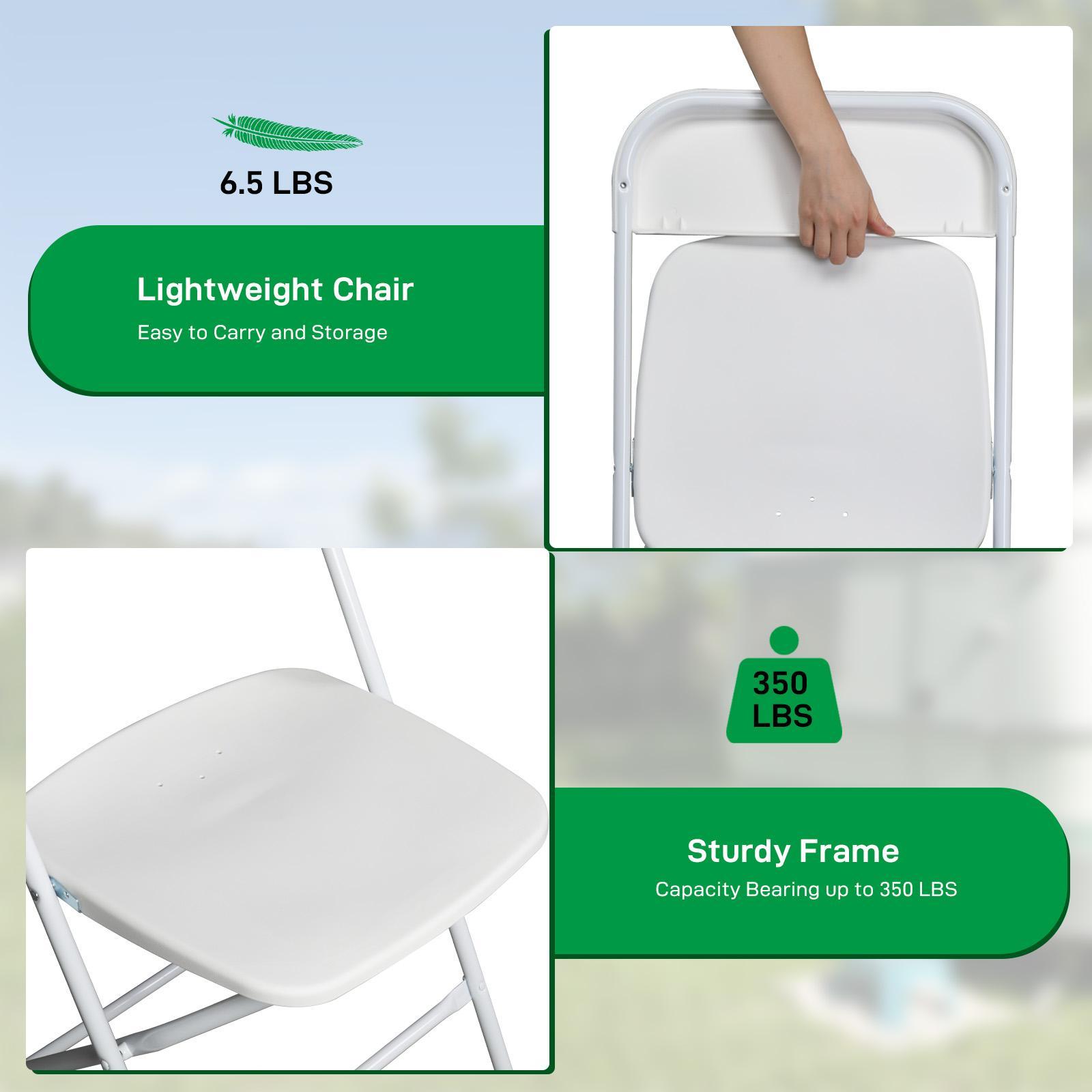 【Party Exclusive】Ubesgoo 4/6/10 Pack White Black Plastic Folding Chair, Indoor Outdoor Portable Stackable Commercial Seat With Steel Frame 350lb. Capacity For Events Office Wedding Party Picnic Kitchen Dining