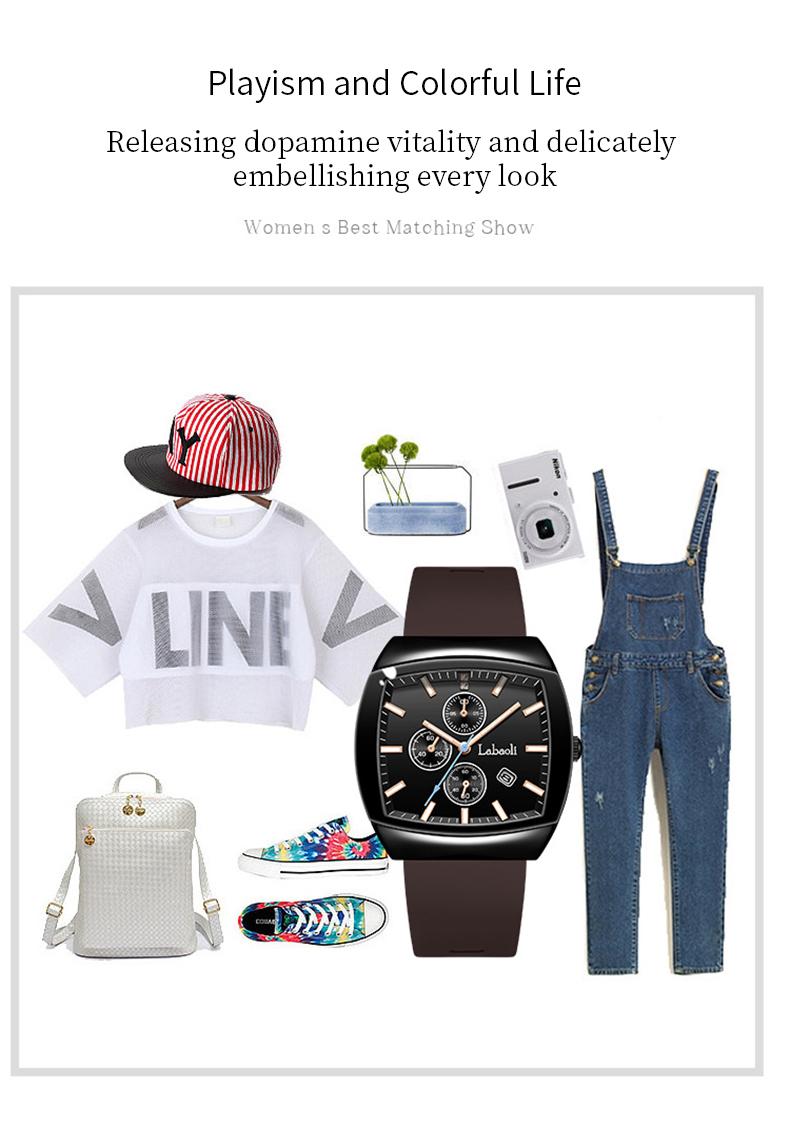 Fashionable watch unisex tonneau-shaped watch – a perfect combination of sport and style, featuring analog-digital dual display, multifunction design, waterproof and luminous features, and a date display.