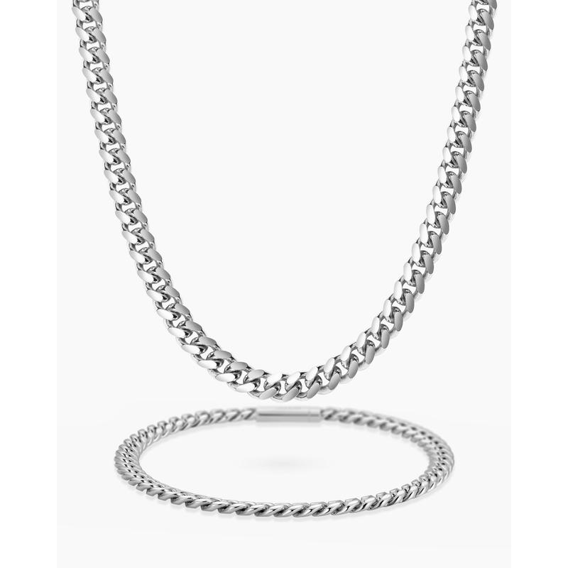 JAXXON Cuban Set 5mm - Silver - Waterproof - Box Clasp