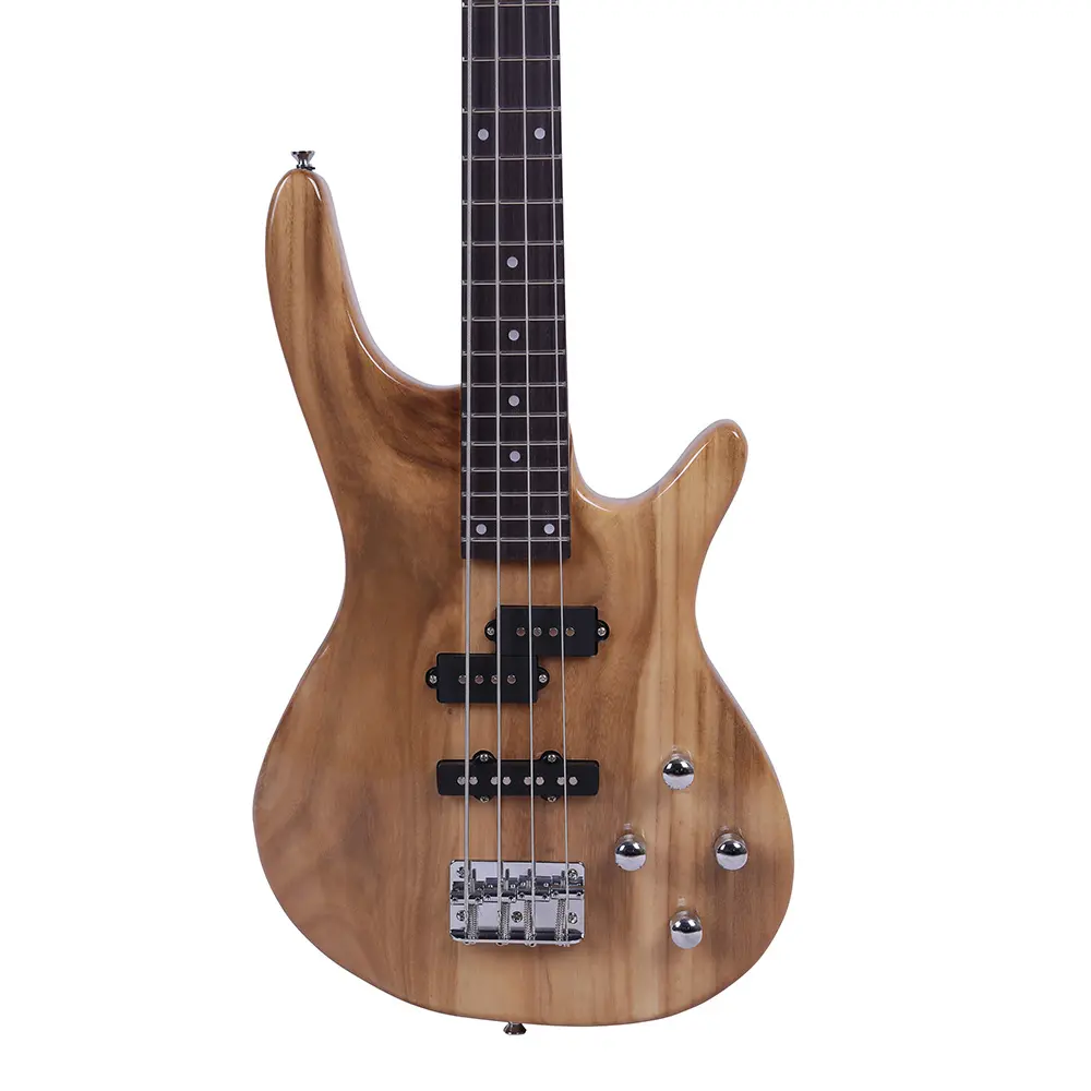 Right Hand 4-String IB Bass Guitar - Burlywood, 34 Inches, Basswood Body, Rosewood Component, Exquisite Design, 2 x Tone Controls, 112x32x2 cm, Included Power Line, Wrench Tool, 112 X 32 X 2 Cm