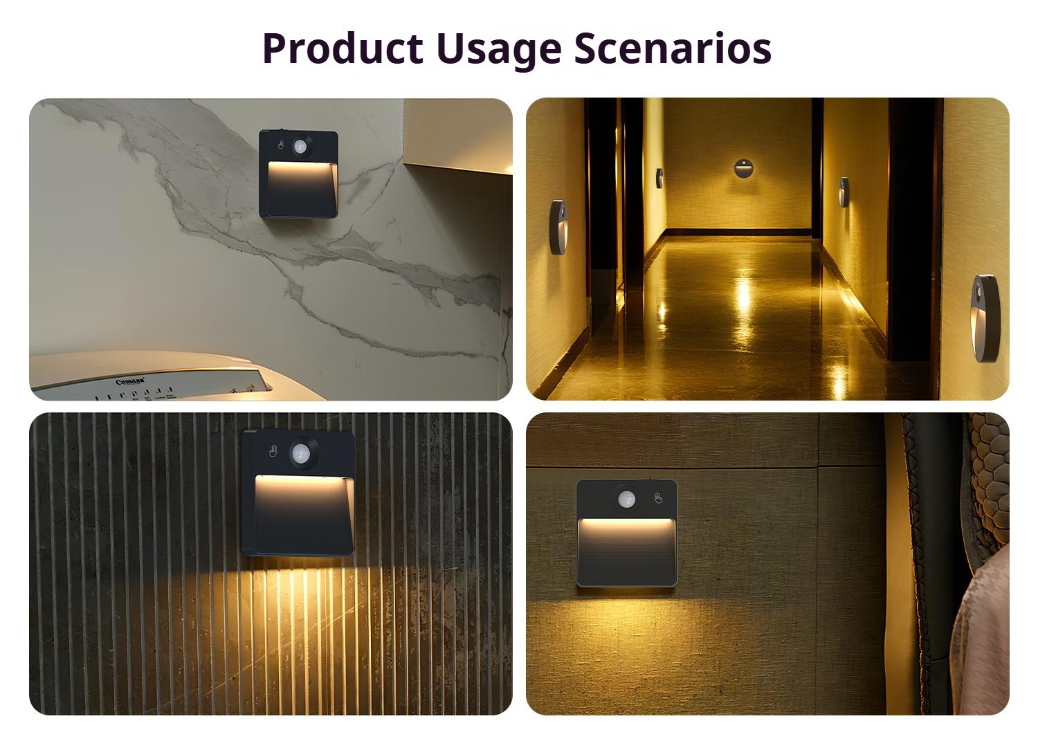 Human Body Sensor Small Ground Light Stair Step Floor Lamp Battery Powered No Wiring LED Footlight Automatic Night Light with USB Charging