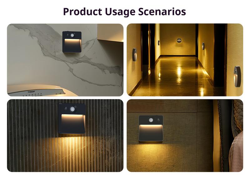 Human Body Sensor Small Ground Light Stair Step Floor Lamp Battery Powered No Wiring LED Footlight Automatic Night Light with USB Charging