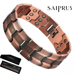 SAIPRUS Men’s Bracelet Minimalist Design Adjustable Pure Copper Magnetic Wristband Includes Adjustment Tool Elegant Gift Box Fashionable Modern Accessory Perfect Holiday Gift Rugged Bracelet stylish wellness boost energy fatigue relieve joint relief pain