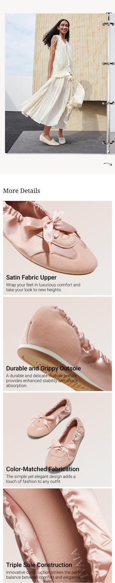 VIVAIA Women’s Round-Toe Satin Ballet Sneakerina Sneakers: Elastic No-Rub Back & Anti-Slip Heel, Ultra-Lightweight 169g Ballet Flats, Durable Grippy Outsole & Suede-Like Insole for All-Day Comfort (YANKA) SpringStatements, SpringFresh