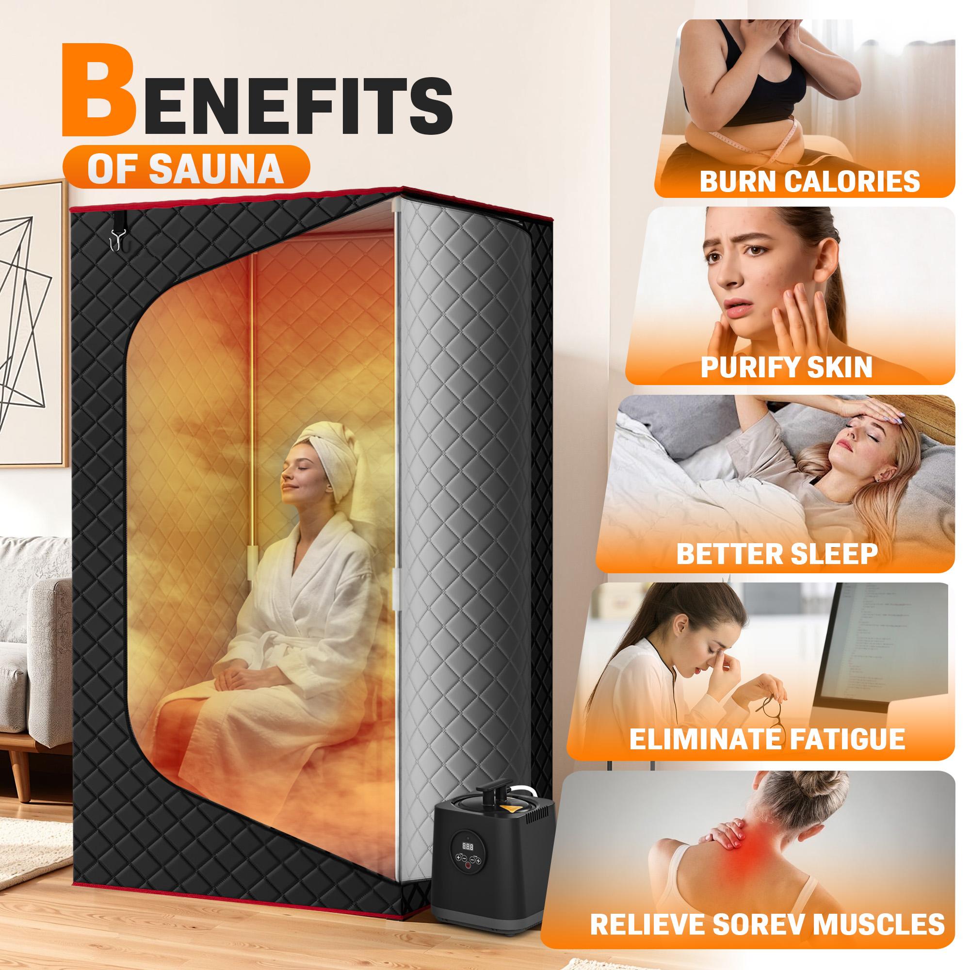 TEHANLD Upgraded Portable Steam Sauna for Home, Sauna Tent with 3L/1200W Steamer, XL Foldable and Remote Control, 99-Min Timer & 15 Power Levels, 2.6' x 2.6' x 5.9' Detox Spa for Relaxation,Jet Black TEHANLD Upgraded Portable Steam Sauna for Home, Sauna Tent with 3L/1200W Steamer, XL Foldable and Remote Control, 99-Min Timer & 15 Power Levels, 2.6' x 2.6' x 5.9' Detox Spa for Relaxation,Jet Black