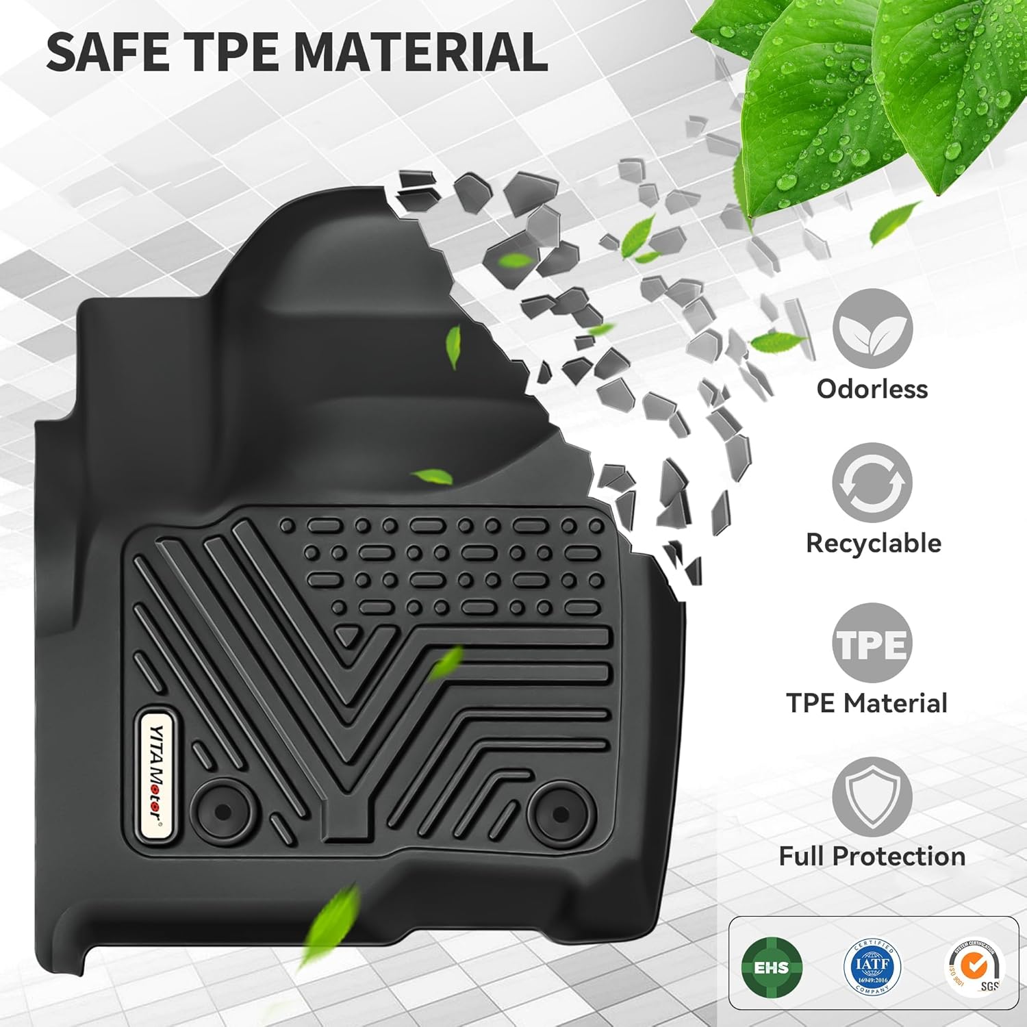 YITAMOTOR Floor Mats Compatible with 2016-2022 Honda HR-V, Custom Fit Black TPE Floor Liners,1st & 2nd Row