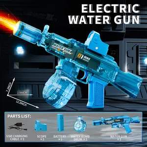 2026 New Automatic Electric Water Gun Large Capacity Powerful Spray Super Long Shooting and Lighting Function with USB Charging Cable for Long Life. Durable and Convenient Flame Spray Toy Water Gun.Perfect Gift for Adults and Children