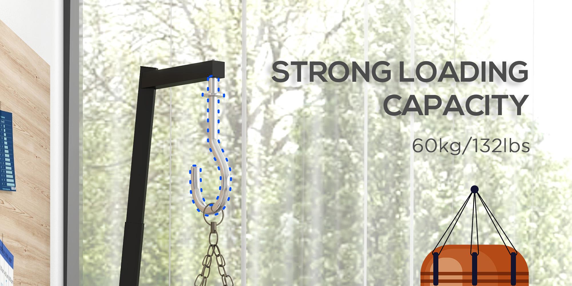 Soozier Foldable Punch Bag Stand, Height Adjustable Heavy Bag Stand with Weighted Base, Free Standing for Home Gym, Stand Only