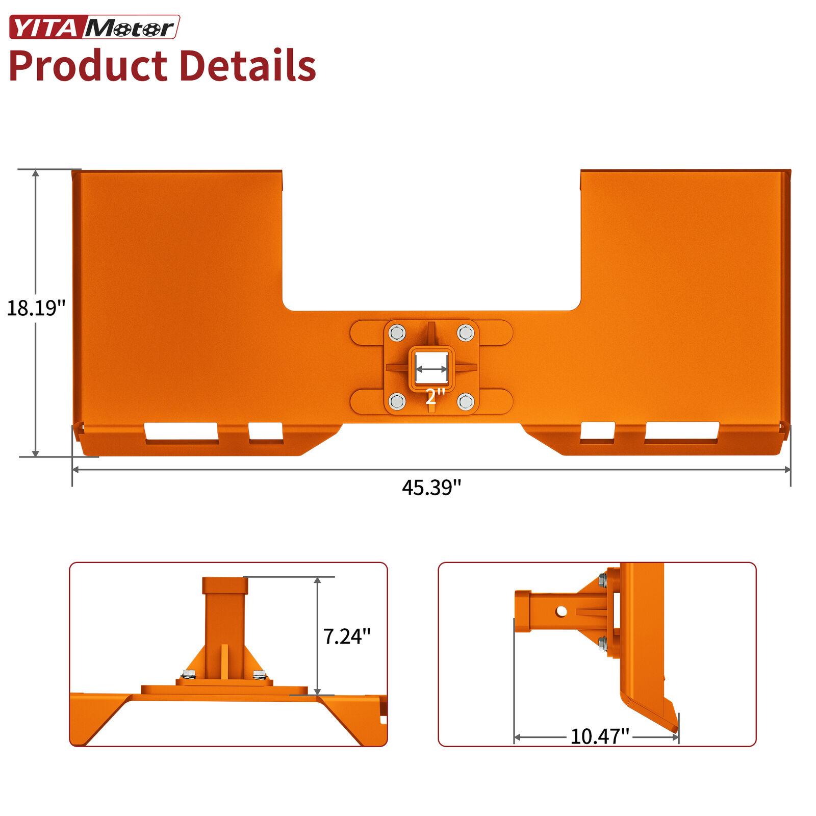 YITAMOTOR 3/8" Skid Steer Mount Plate with 2" Removable Trailer Hitch Receiver, Thick Skid Steer Plate Attachment, Universal Skid Loader Tractor Quick Attach Plate, Removable, Orange YITAMOTOR 3/8" Skid Steer Mount Plate with 2" Removable Trailer Hitch Receiver, Thick Skid Steer Plate Attachment, Universal Skid Loader Tractor Quick Attach Plate, Removable, Orange