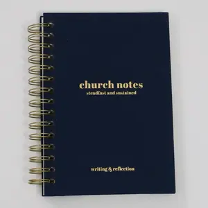 Church Notes Journal - Navy Blue Linen by Steadfast and Sustained - Christian Sermon Notebook to Write Verses, Key Points, Notes, and Apply the Message - Men or Women Gift Idea