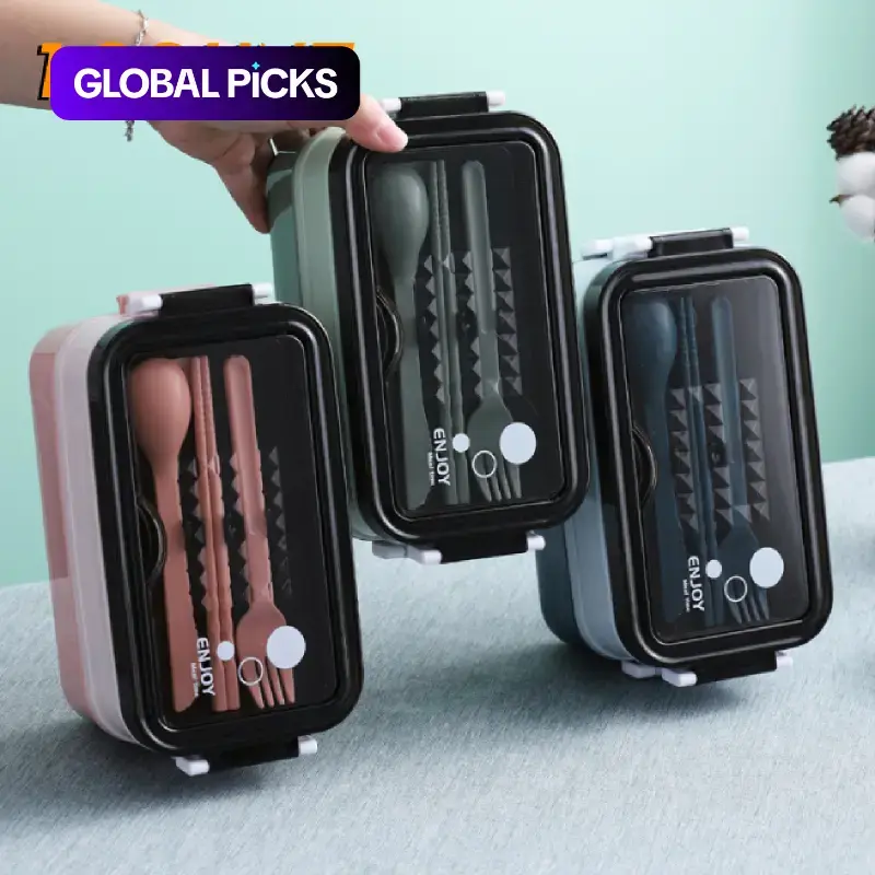 Portable Bento Cooler Lunch Box with Cutlery, Large-Capacity Double-Layer Insulated Lunchbox, Insulated Lunch Containers for School, Office, Picnics, and Travel, Kitchen Supplies, Kitchenware #GLOBAL PICKS