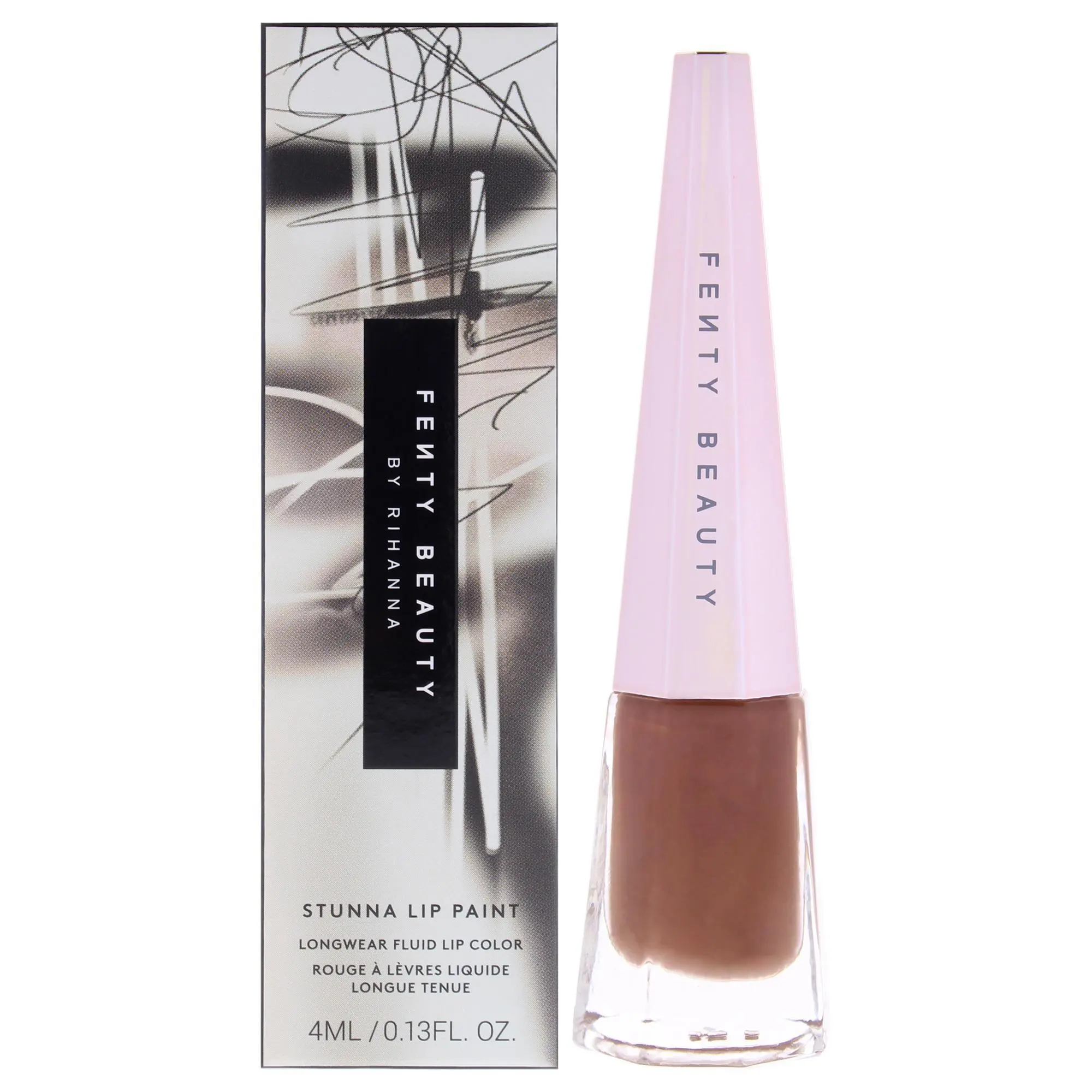 Fenty Beauty Stunna Lip Paint Fluid - Women's 04 Unveil Chocolate Brown Nude Makeup, Compact, 0.13oz, Nude Finish Lipstick