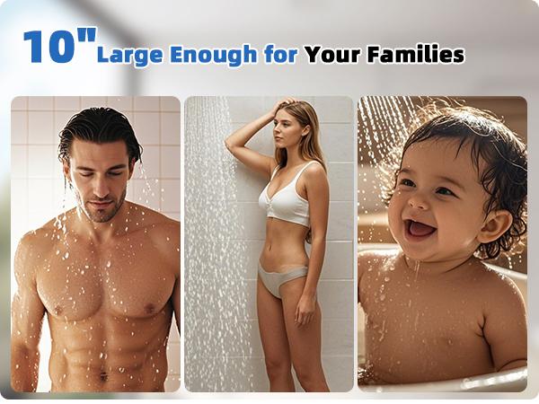 Hibbent All Metal Shower Head, 10" High Pressure Rainfall/Handheld Shower Combo with 11" Extension Arm, 10-Spray Handheld Showerhead, 71" Long Hose, 3-Way Diverter Valve, Shiny Gold