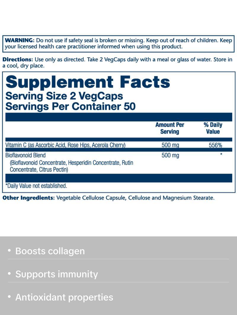 Vitamin C & Bioflavonoids 1:1 500mg