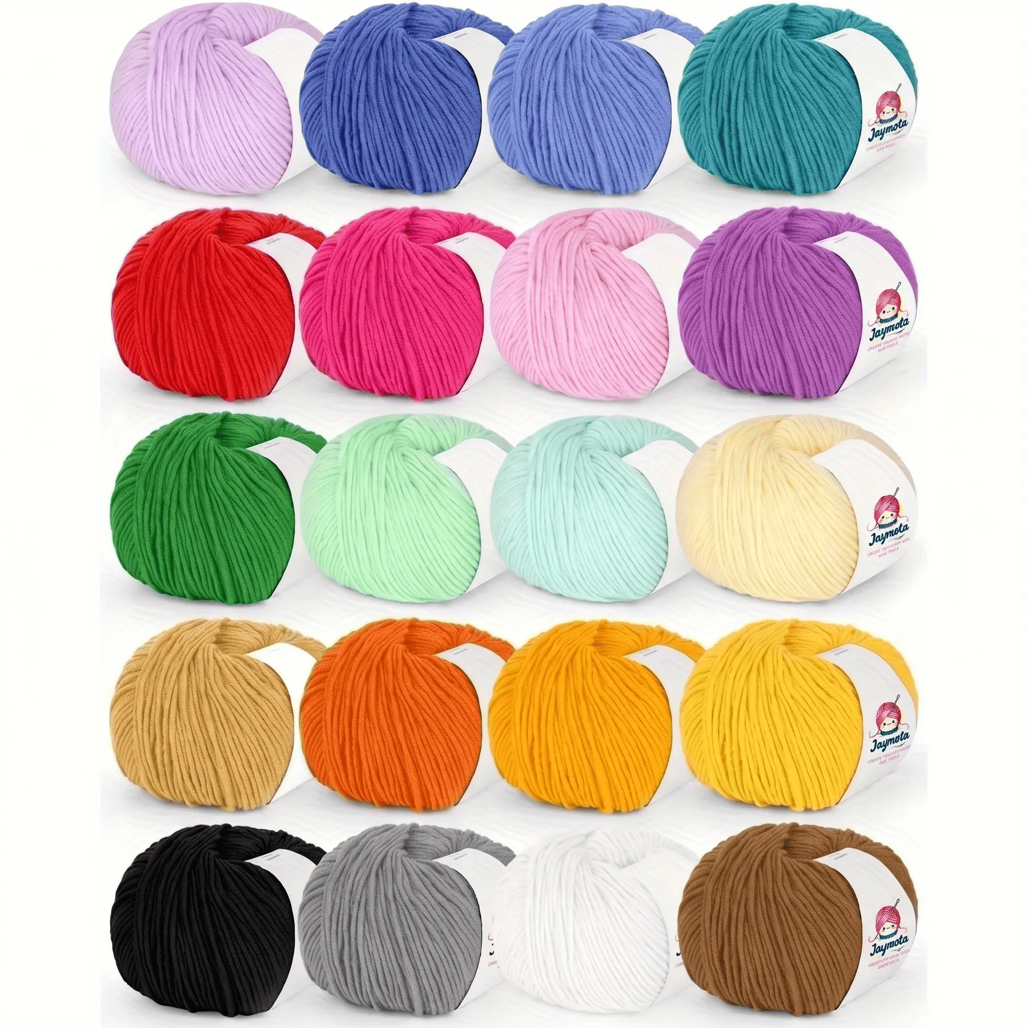 20 Skeins Soft Milk Cotton Yarn Set, 1kg (2.2 lbs) Bulk Crochet Yarn, 50g/Roll Sport Weight Cotton Acrylic Yarn, Multi-Color Knitting Starter Pack for Colorful DIY Craft Projects