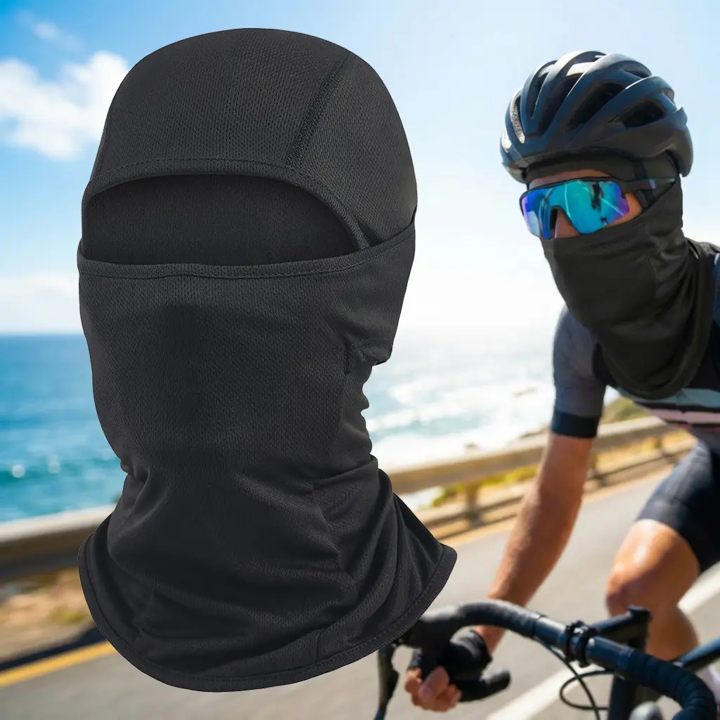 Black Tactical Full Face Ski Mask - Lightweight, Sweat-Wicking, Breathable Balaclava for Bikers & Skiing, Breathable Ski Mask, Black Mask