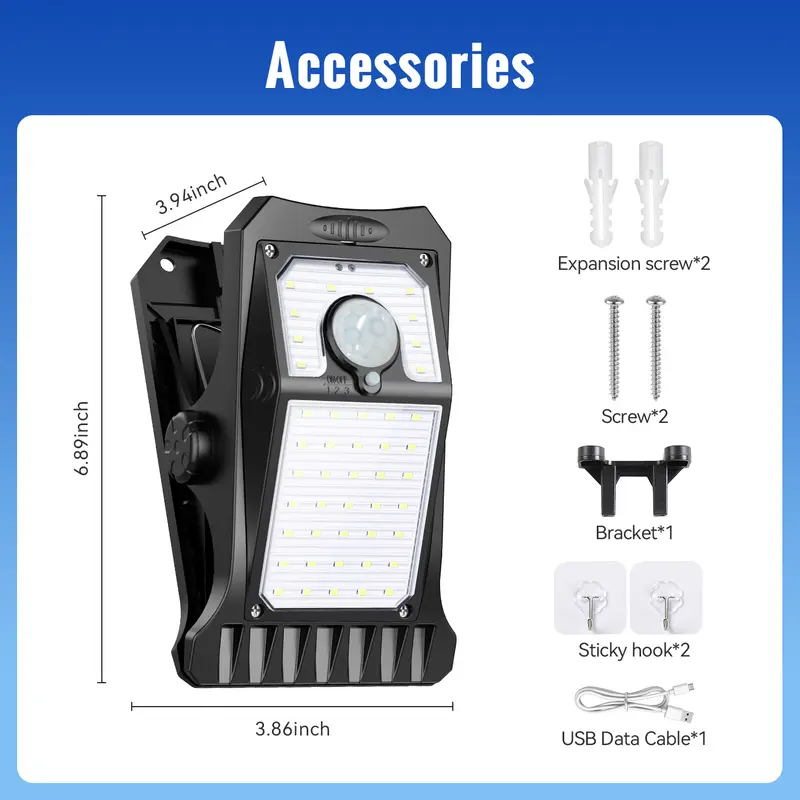 FABSTYL Solar Clip Light - Rechargeable Lithium Ion Battery, Motion Sensor Boosts Safety, Remote Control, 3 Lighting Modes, IP65 Water Resistant, Plastic Body, No Wiring Auto Shut-Off Portable Outdoor Lighting for Yard Use FABSTYL Solar Clip Light - Rechargeable Lithium Ion Battery, Motion Sensor Boosts Safety, Remote Control, 3 Lighting Modes, IP65 Water Resistant, Plastic Body, No Wiring Auto Shut-Off Portable Outdoor Lighting for Yard Use