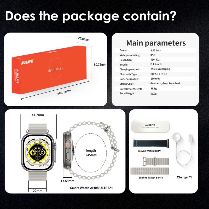 PINTEEK Smartwatch A10PRO/AM08 IP68 Waterproof AMOLED Display ChatGPT Bluetooth Calling 150+ Sports Modes Heart Rate SpO2 Sleep Monitoring Unisex Gift for Man PINTEEK Smartwatch A10PRO/AM08 IP68 Waterproof AMOLED Display ChatGPT Bluetooth Calling 150+ Sports Modes Heart Rate SpO2 Sleep Monitoring Unisex Gift for Man